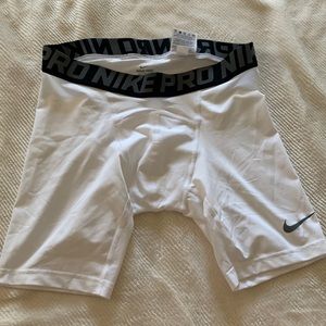 Men’s White Nike Pro Compression Shorts